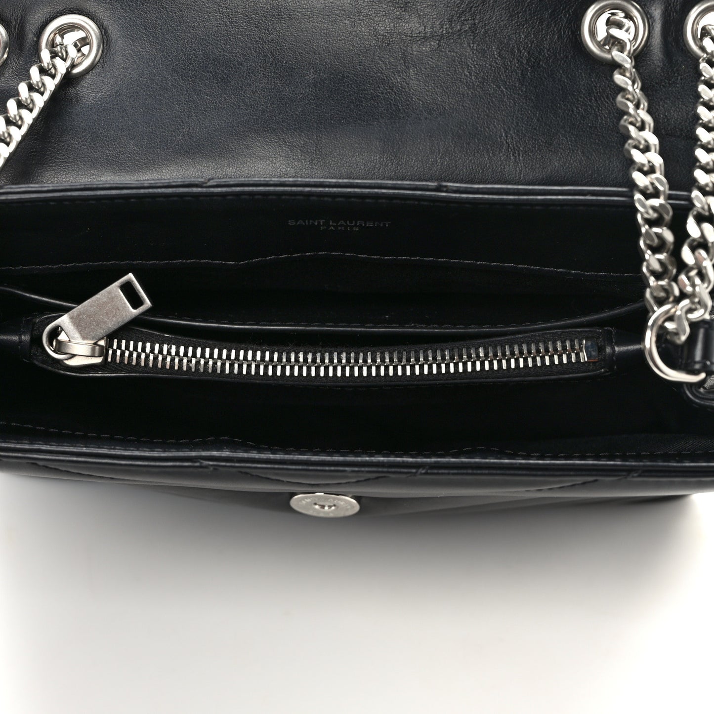 Calfskin Y Quilted Monogram Small Loulou Chain Satchel Black