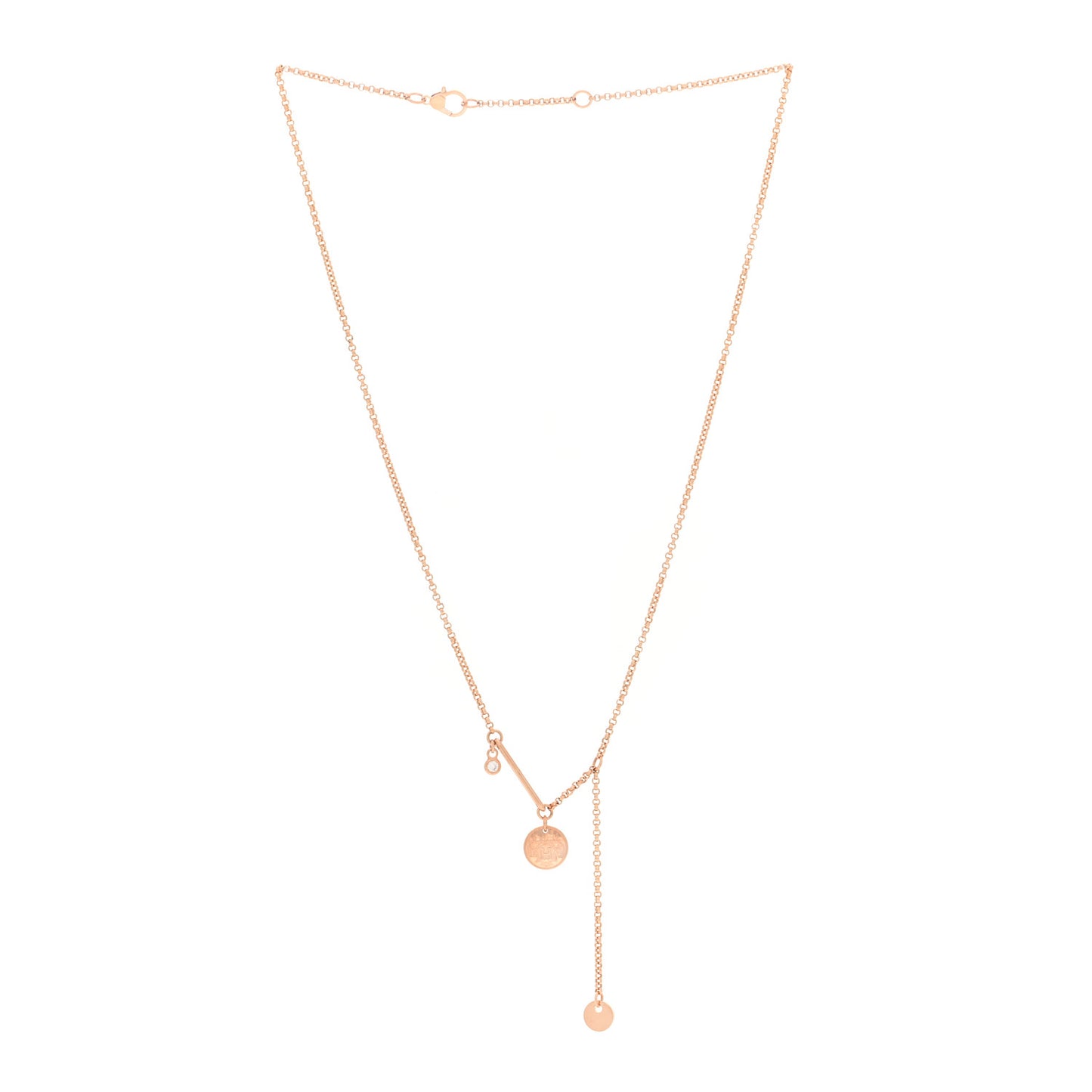 18K Rose Gold Diamond PM Ex-Libris Pendant Necklace