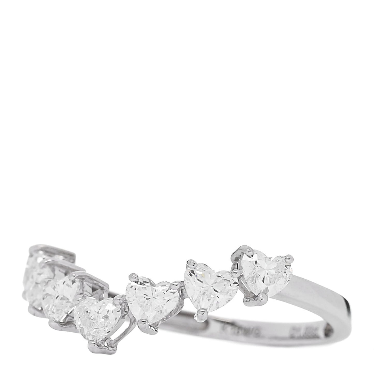 18K White Gold Diamond 1.00ctw Heart Cut Curved Ring 54 7