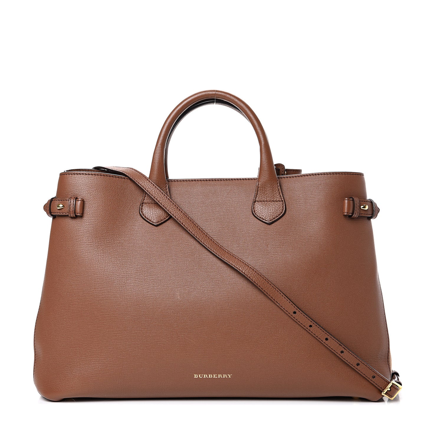 Grainy Calfskin House Check Large Banner Tote Tan