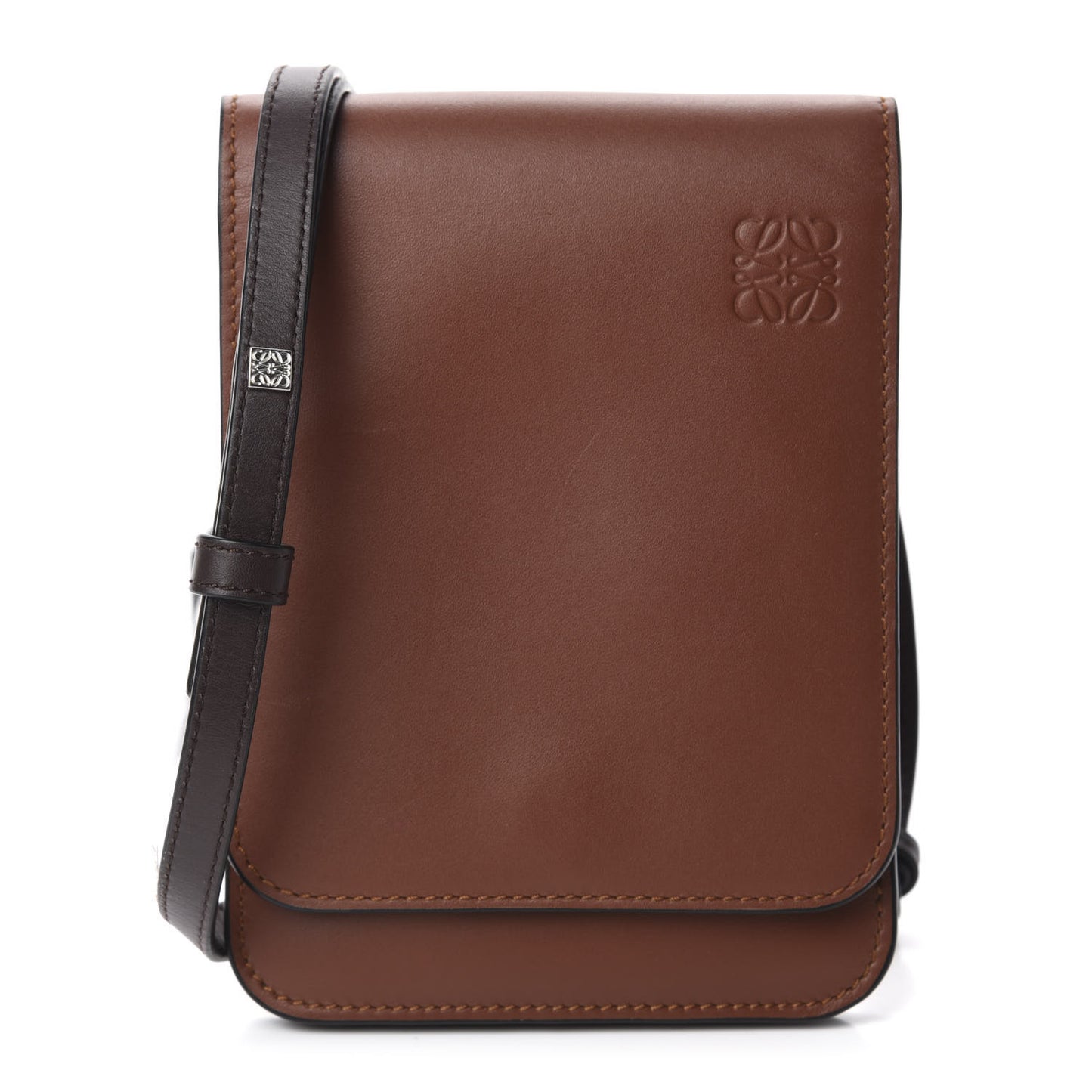 Smooth Calfskin Gusset Flat Crossbody Cognac