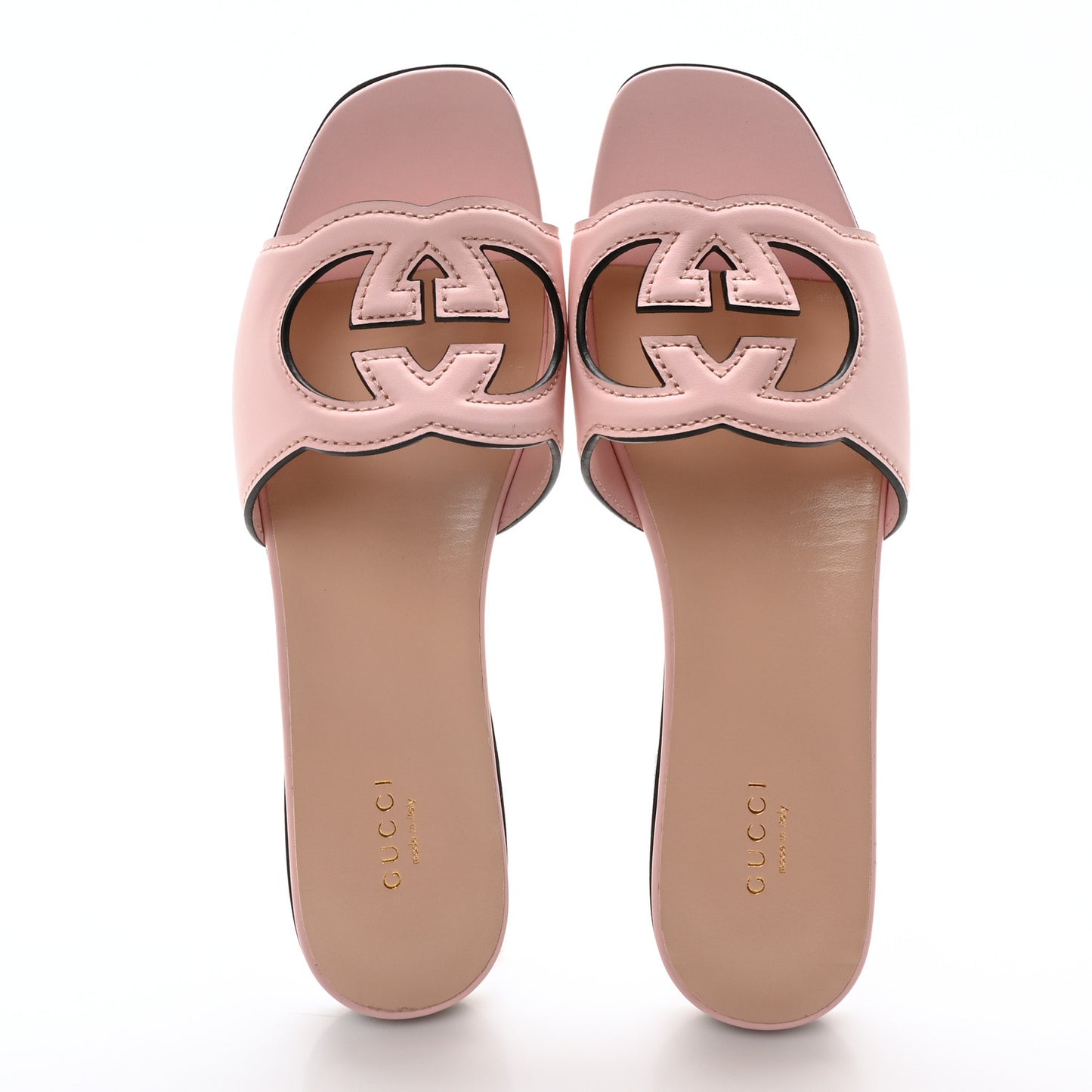 Cosmos Softy Calfskin Interlocking G Cut Out Slide Sandals 40 Candy Cotton