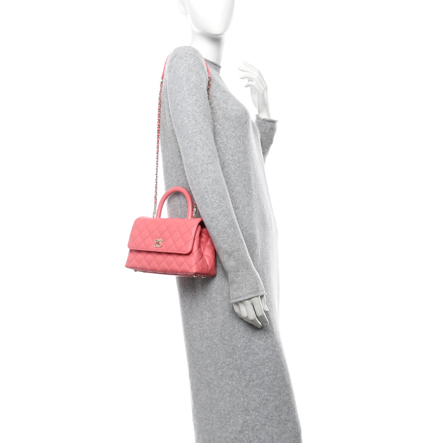 Caviar Quilted Mini Coco Handle Flap Pink