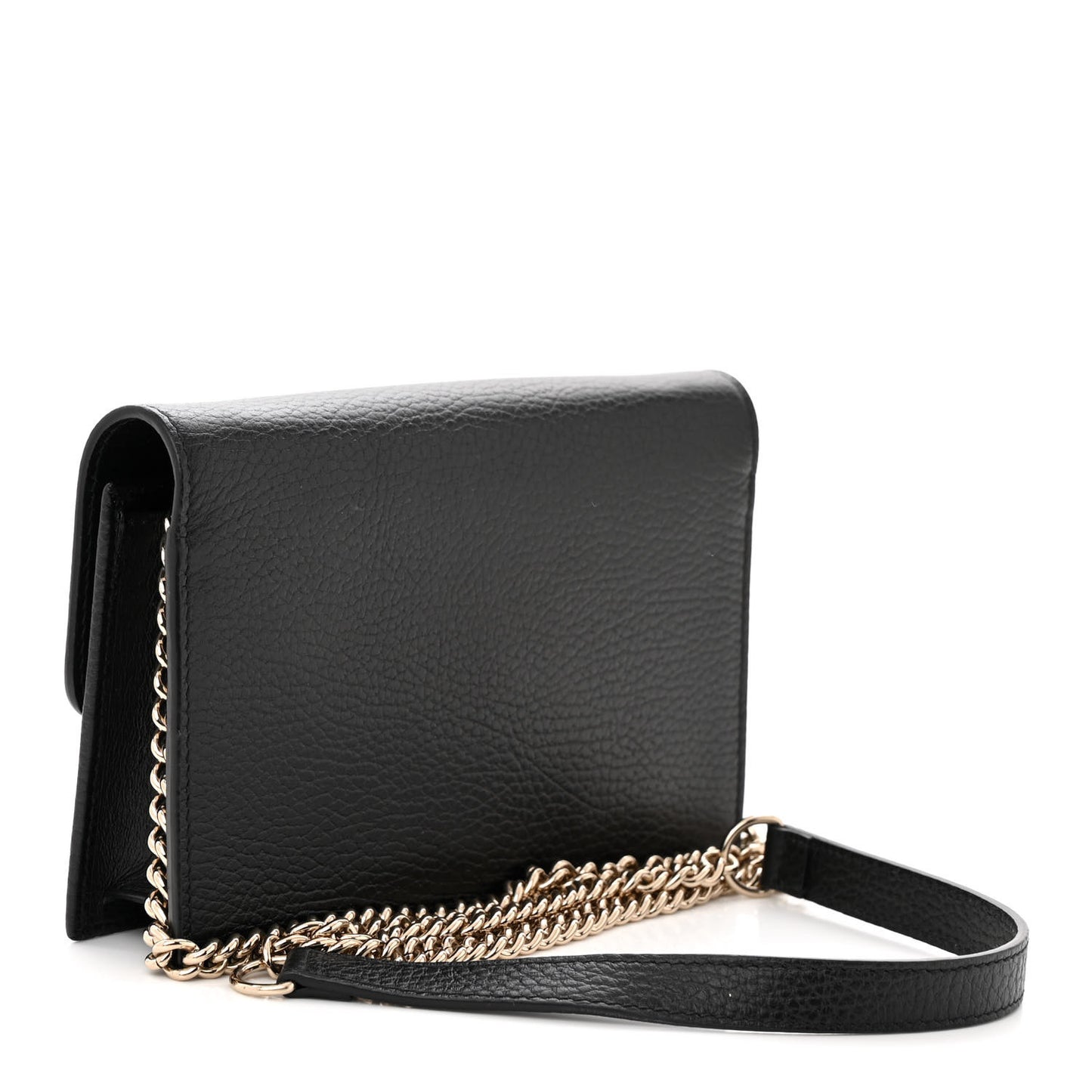 Dollar Calfskin Interlocking G Chain Wallet Black