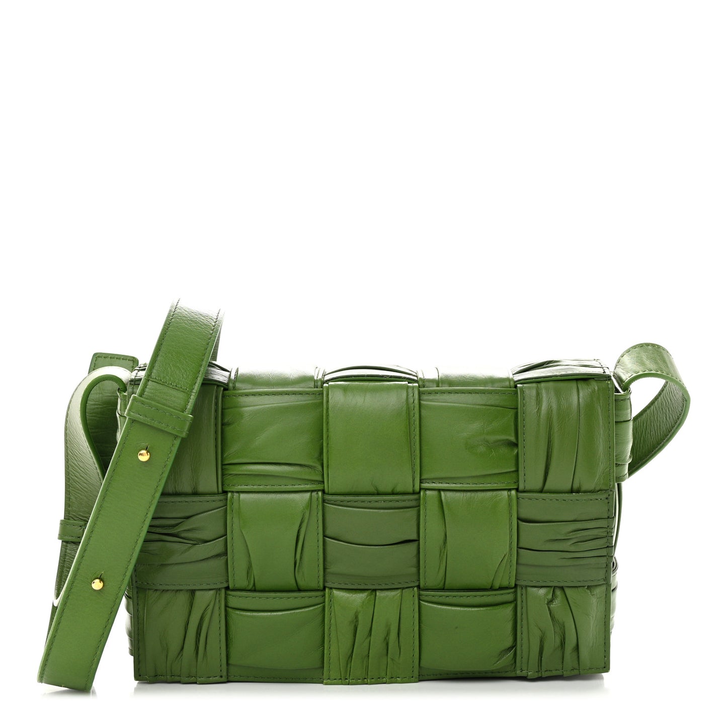 Calfskin Intreccio Plisse Cassette Crossbody Bag Avocado