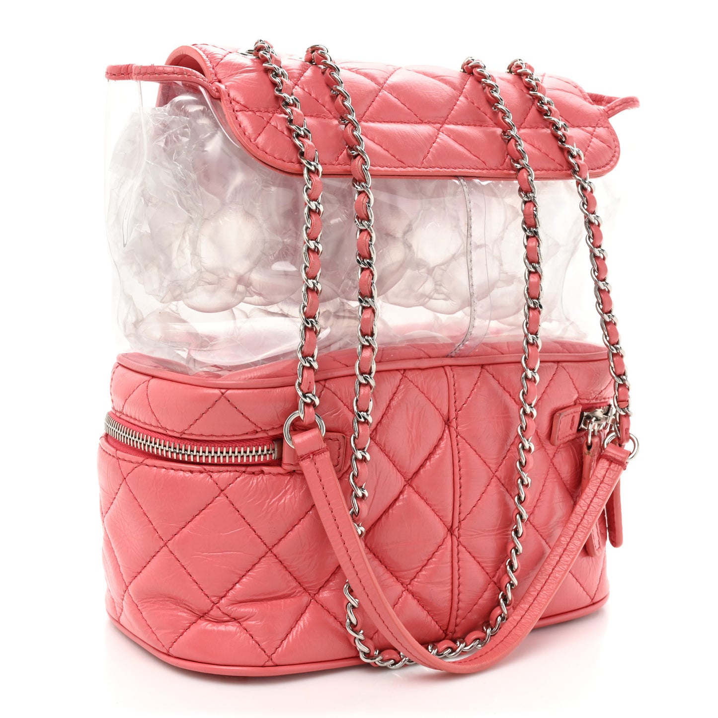 Crumpled Calfskin PVC Quilted Flap Pink