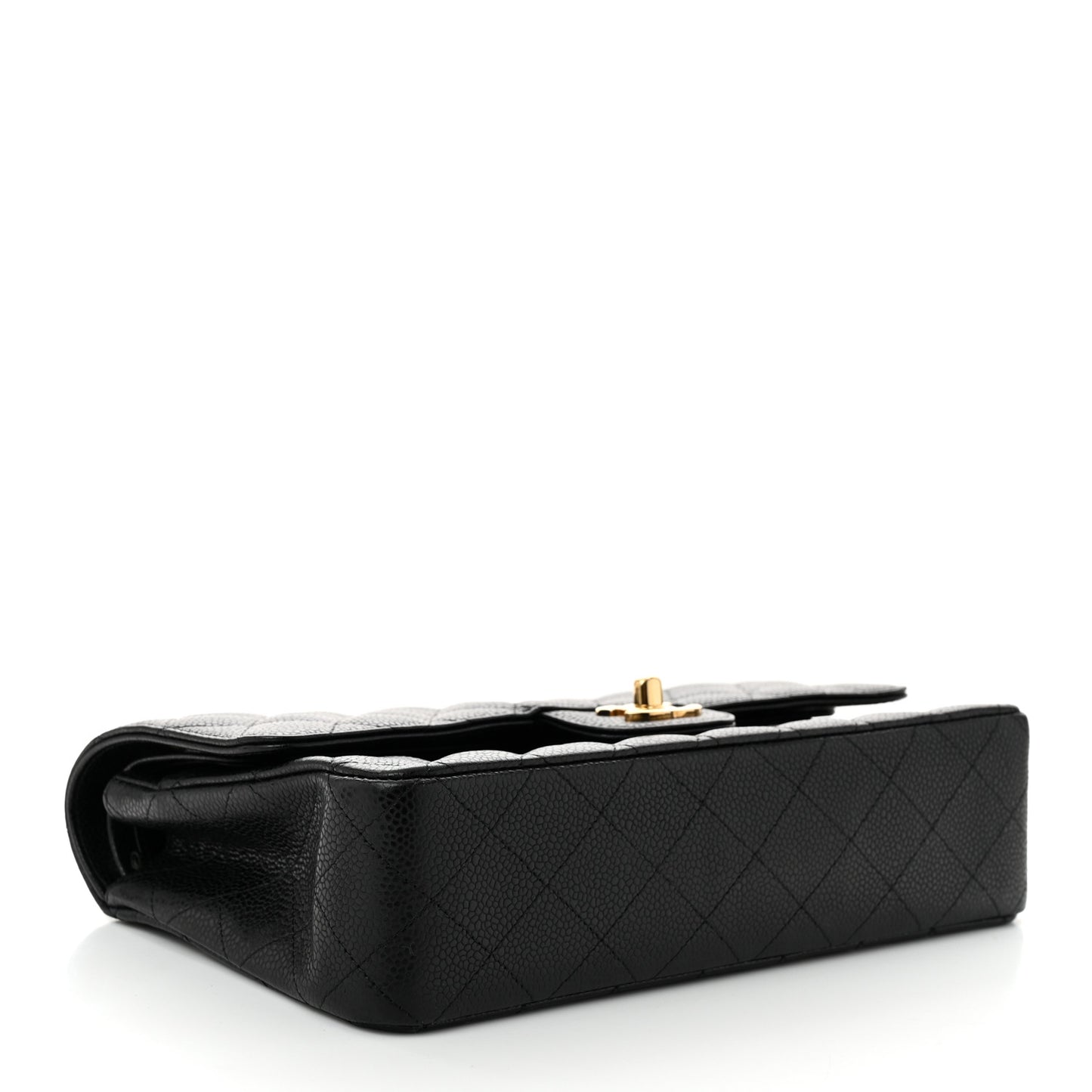 Caviar Quilted Medium Double Flap Black