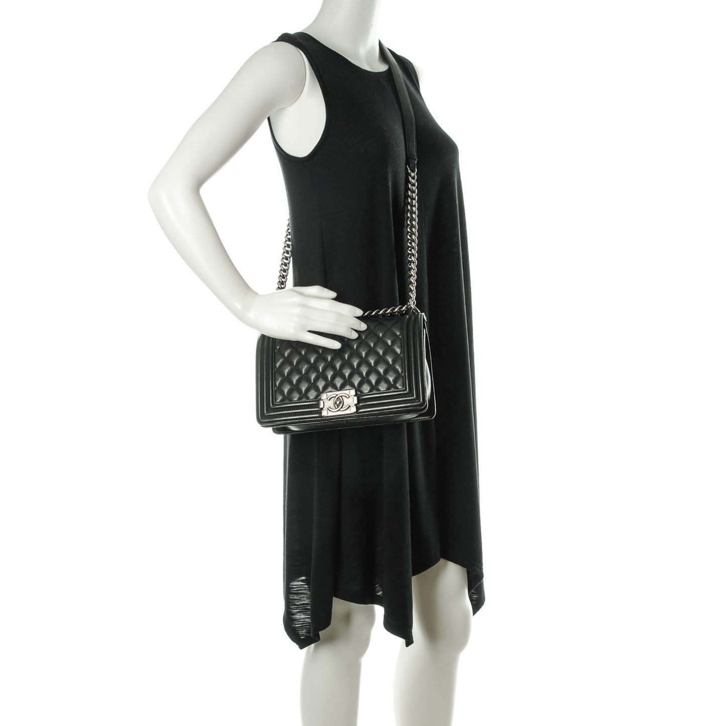 Calfskin Quilted Medium Boy Flap Black