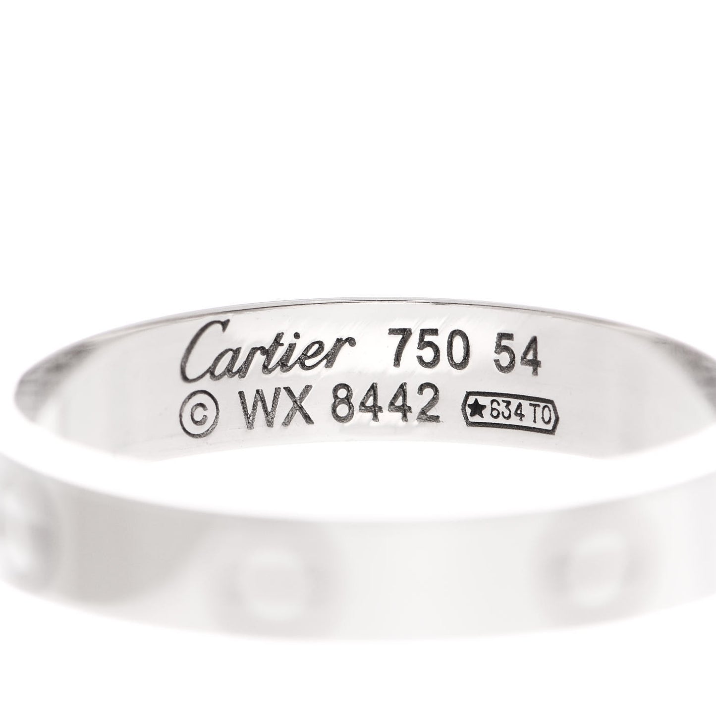18K White Gold 3.5mm LOVE Wedding Band Ring 54 6.75