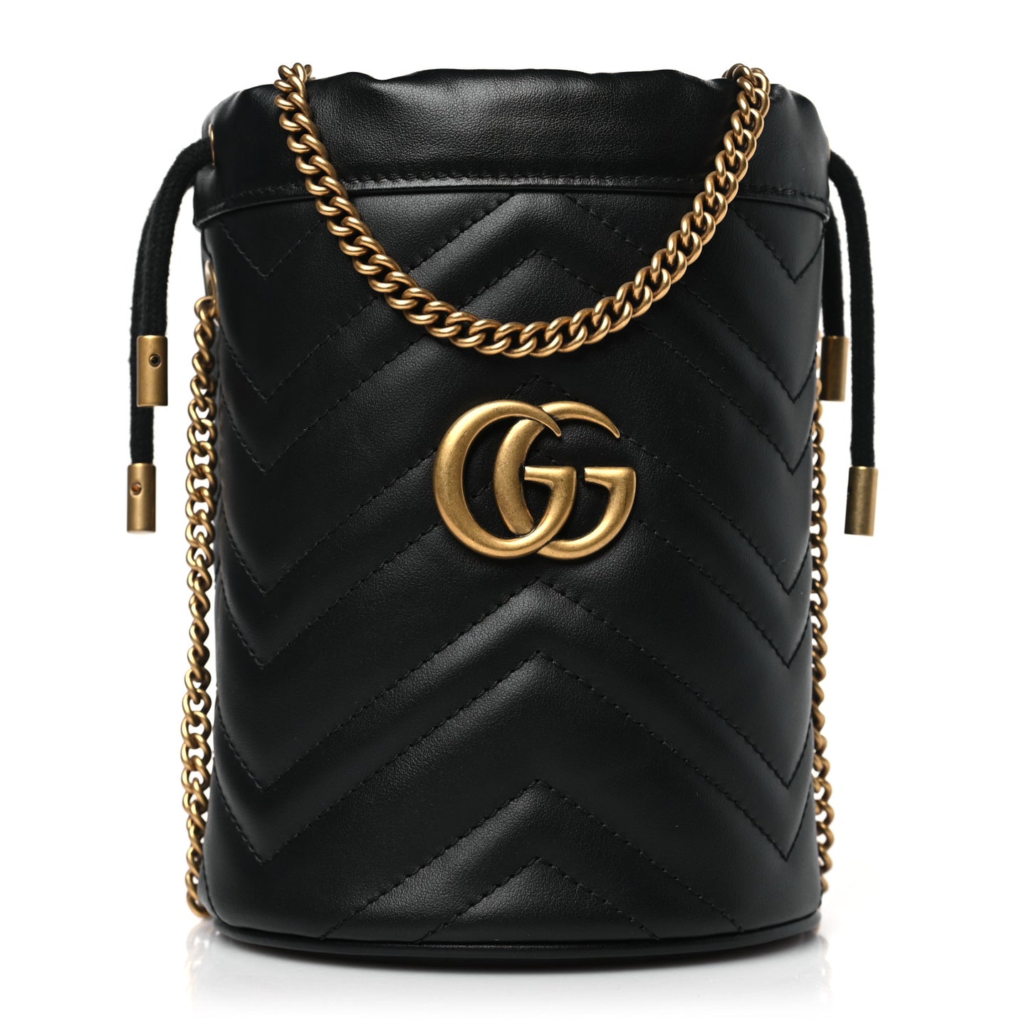 Calfskin Matelasse Mini GG Marmont 2.0 Bucket Bag Black