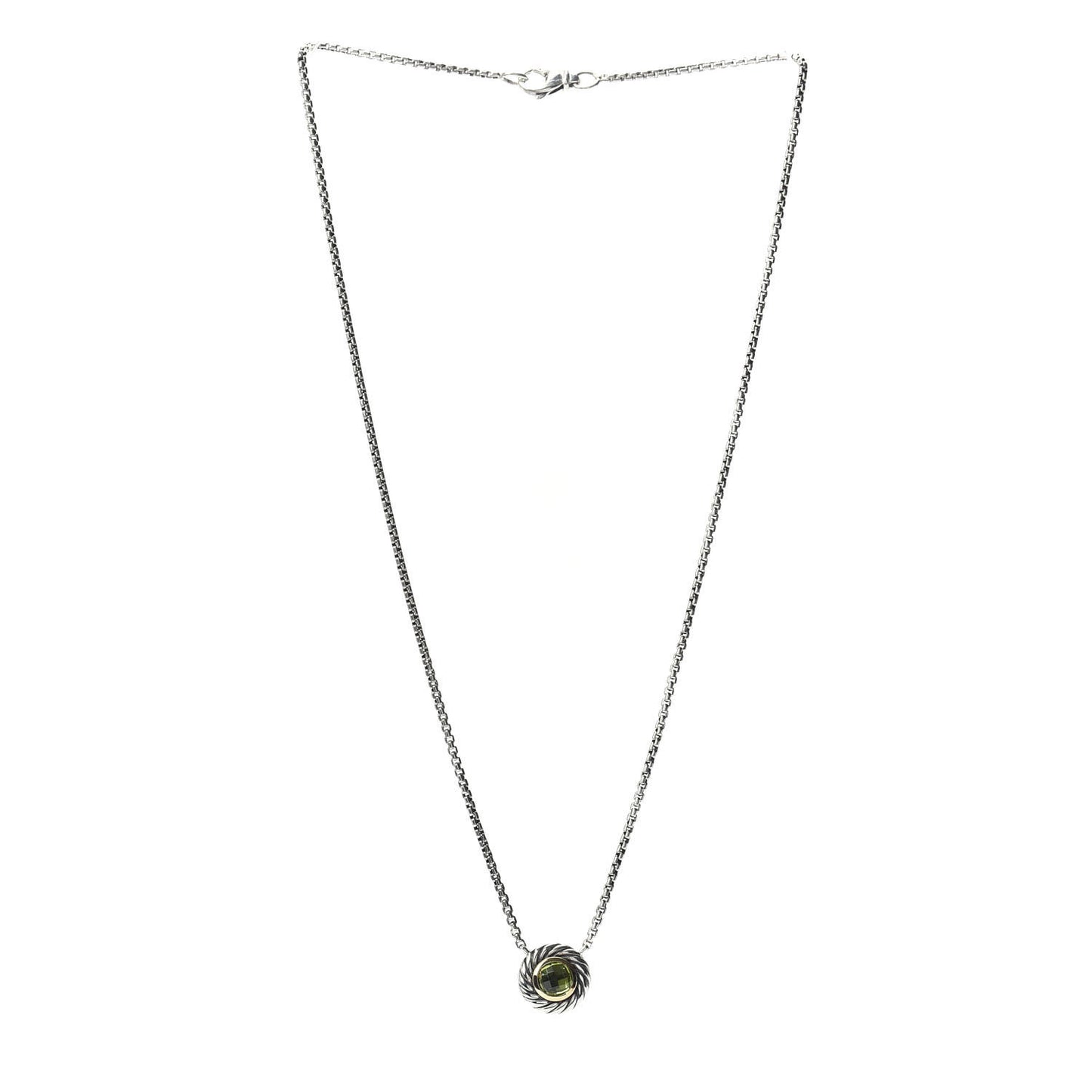Sterling Silver 18K Yellow Gold Peridot Cookie Pendant Necklace