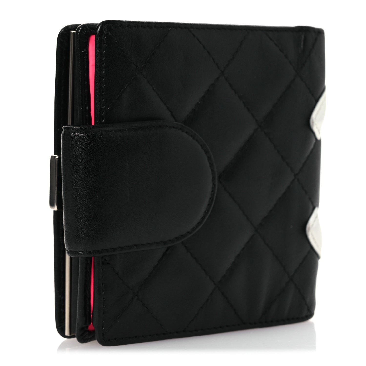 Chanel Calfskin Quilted Cambon Bi-fold Wallet Black White 3 of 10