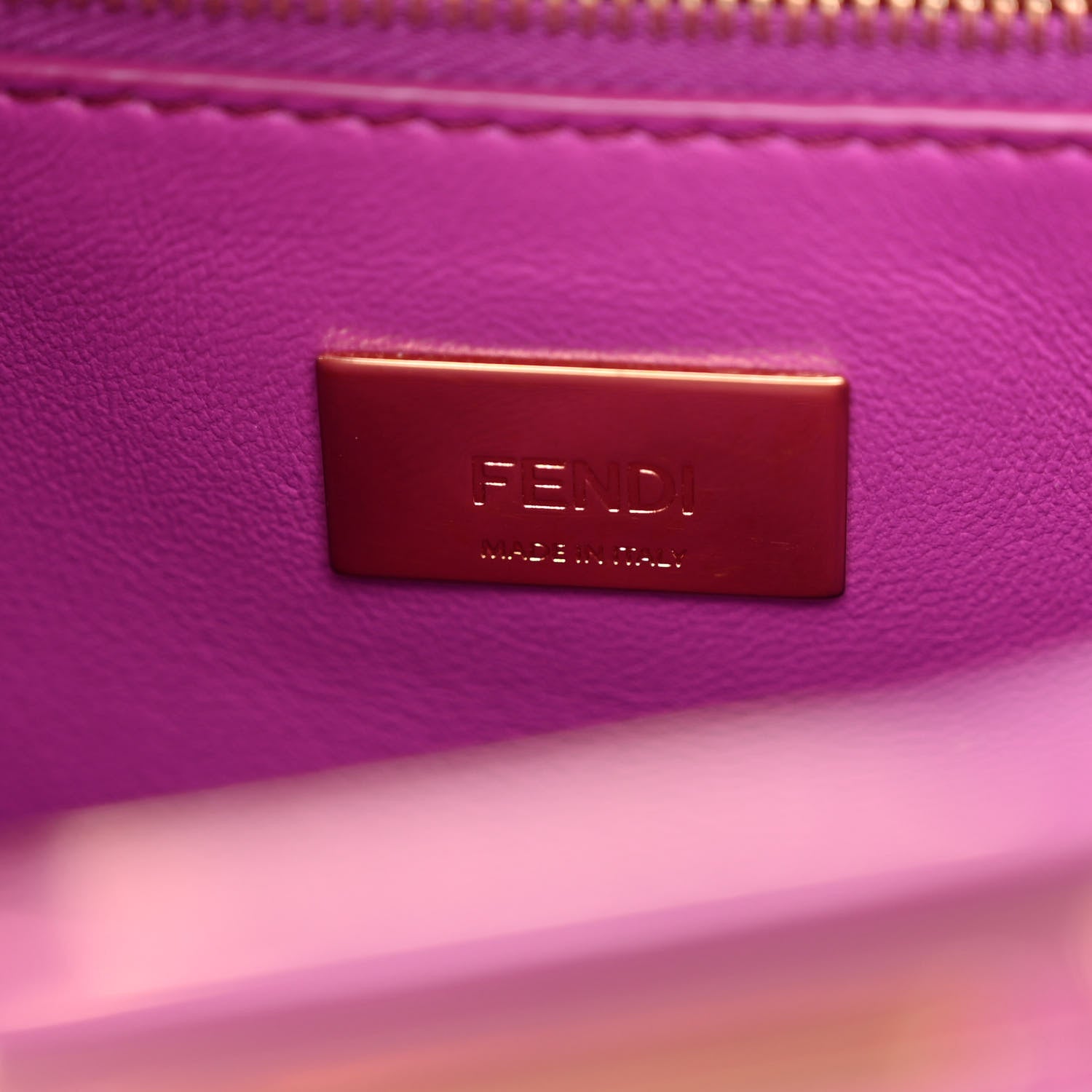 Fendi Vitello Seta Nappa Plexiglass Bi-Color Mini Peekaboo Iconic Satchel Bouganville Sand 7 of 13