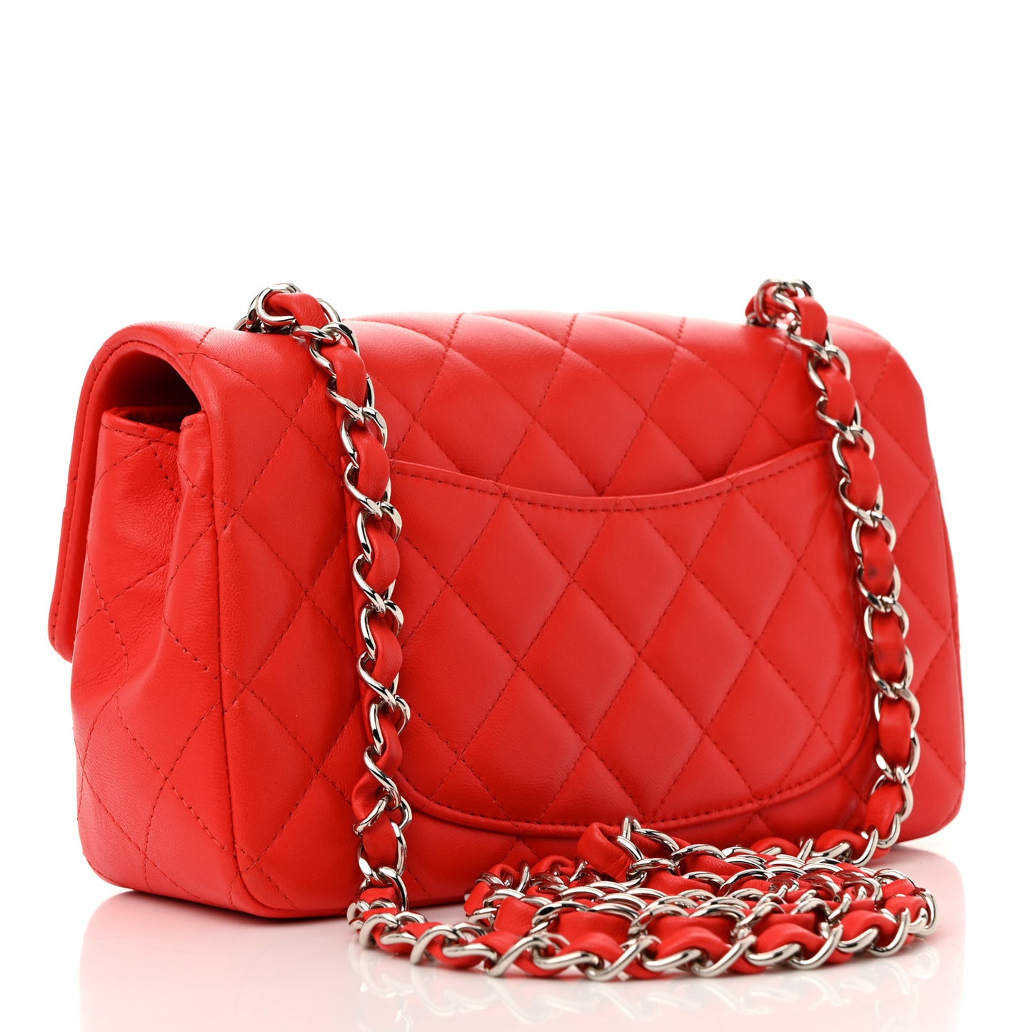 Lambskin Quilted Mini Rectangular Flap Red
