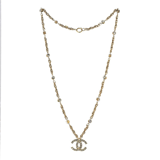 Crystal Hexagon CC Necklace Gold