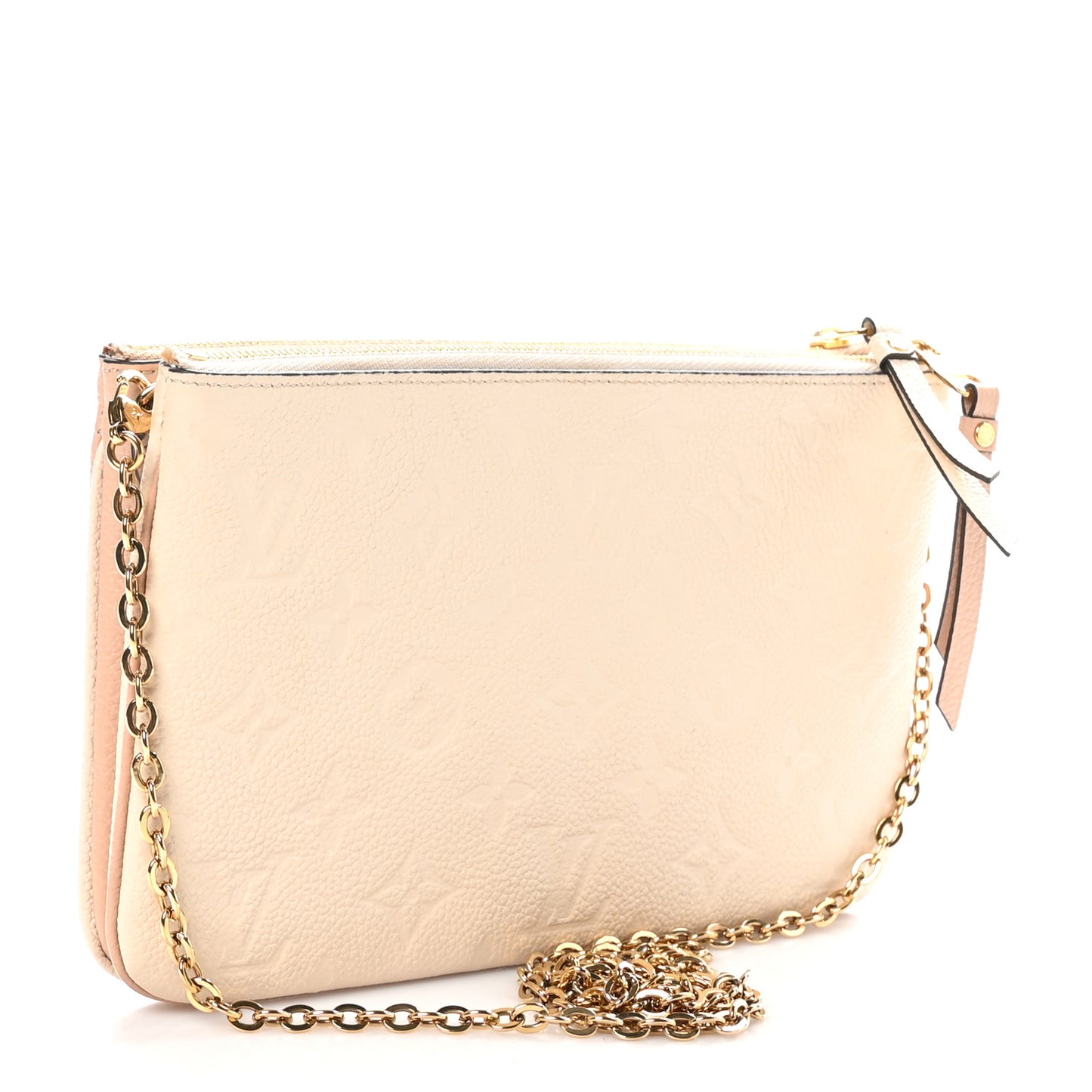 Empreinte Double Zip Pochette Beige Rose Creme