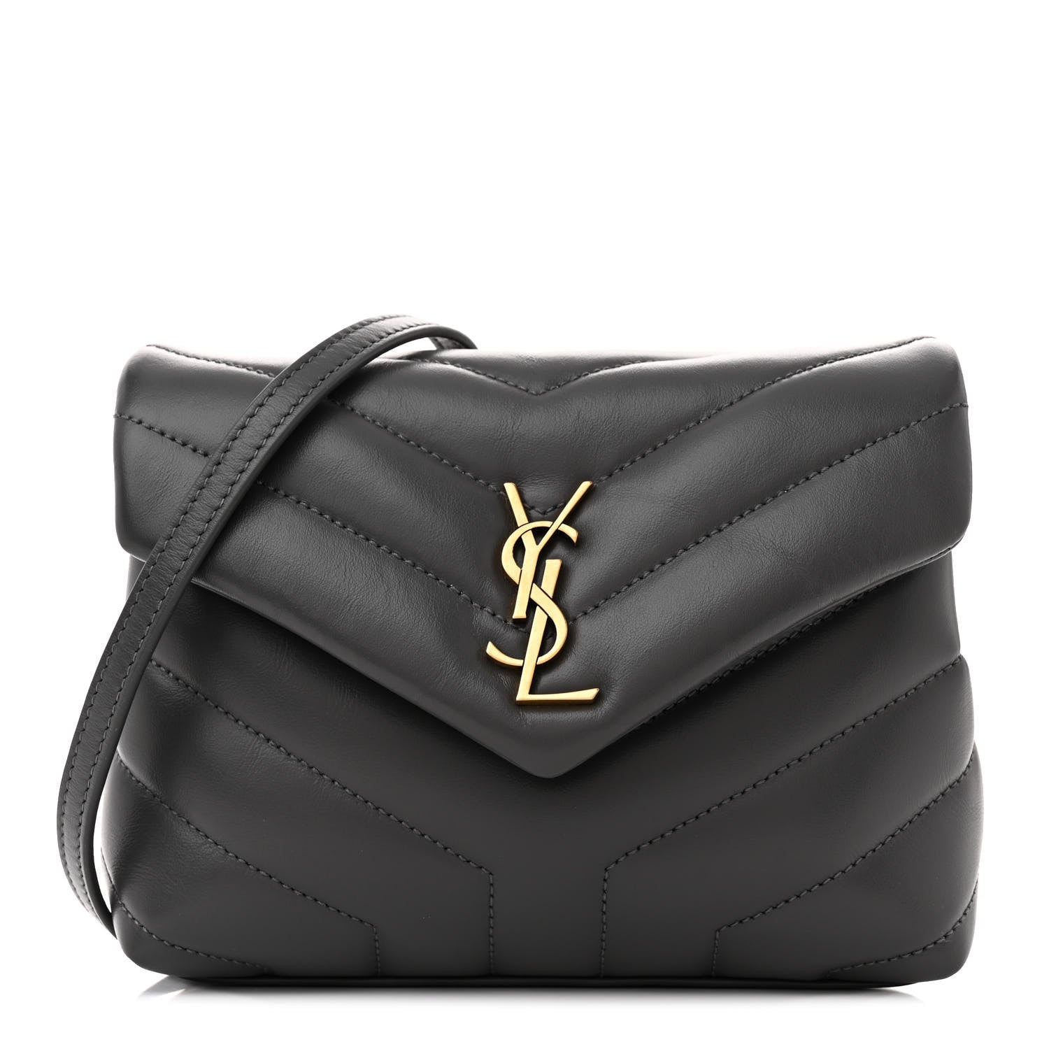 Saint Laurent Calfskin Y Quilted Monogram Toy Loulou Crossbody Bag Storm 1 of 13