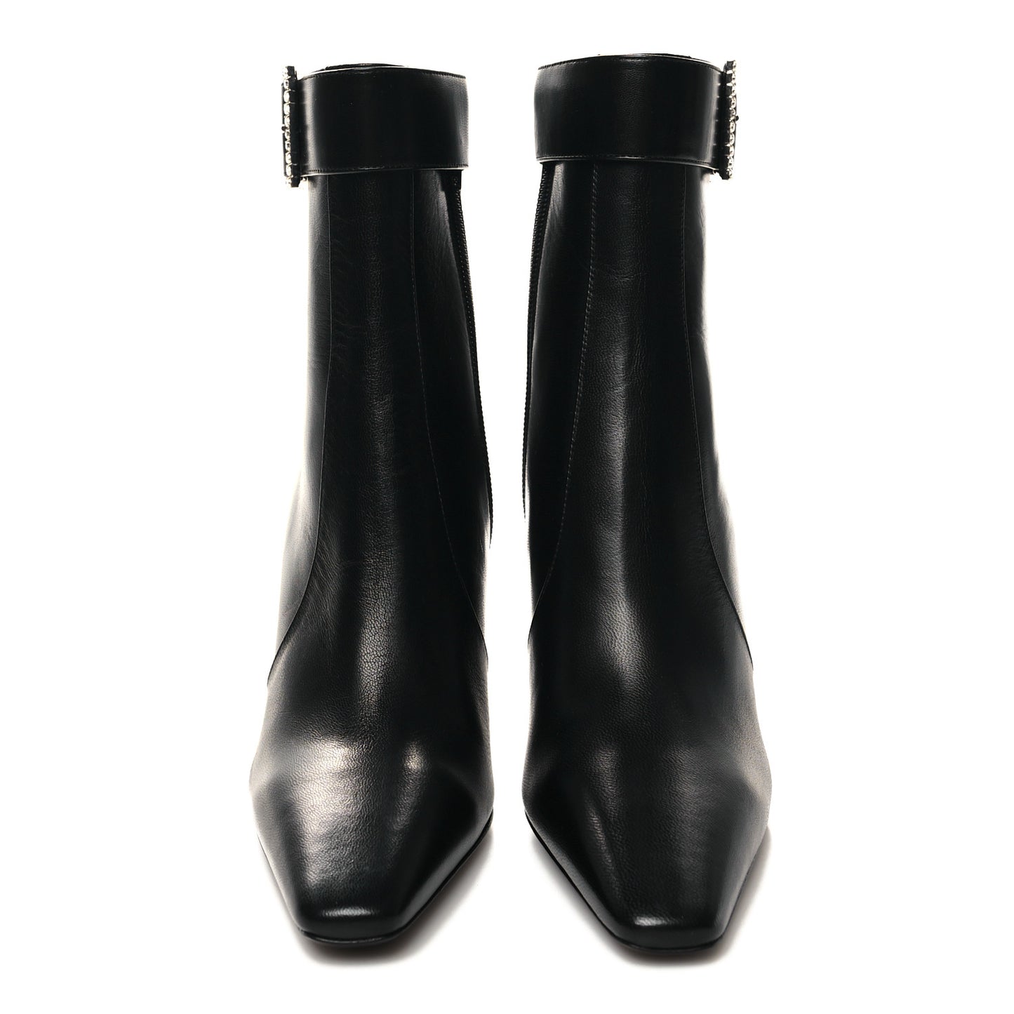 Goatskin Crystal Buckle Claude 90 Ankle Booties 37 Black