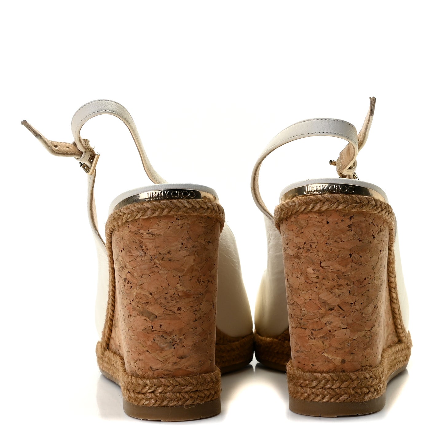 Nappa Cork Braided Amely 105 Wedge Sandals 40 Chalk