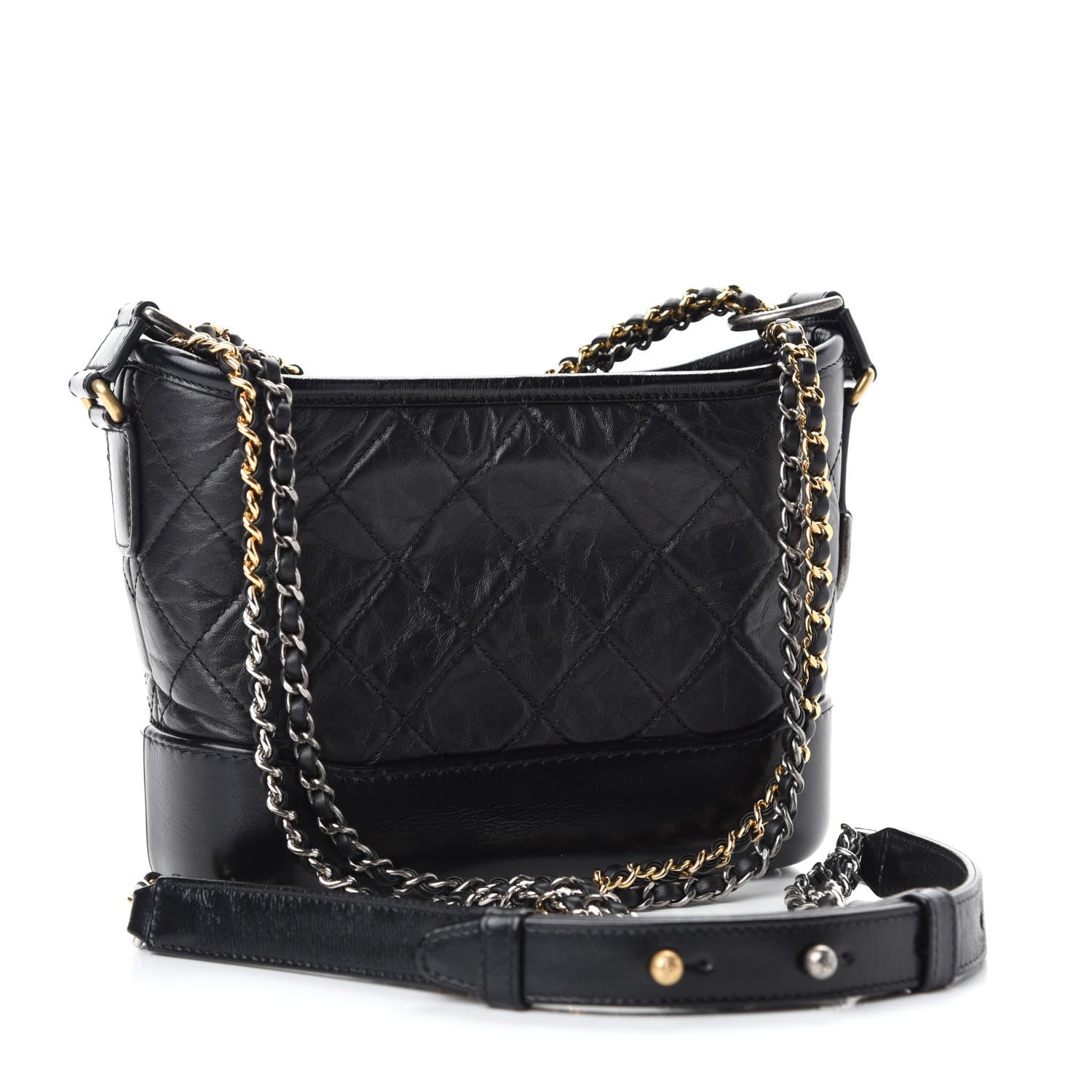Chanel Aged Calfskin Quilted Small Gabrielle Hobo Black 3 of 11