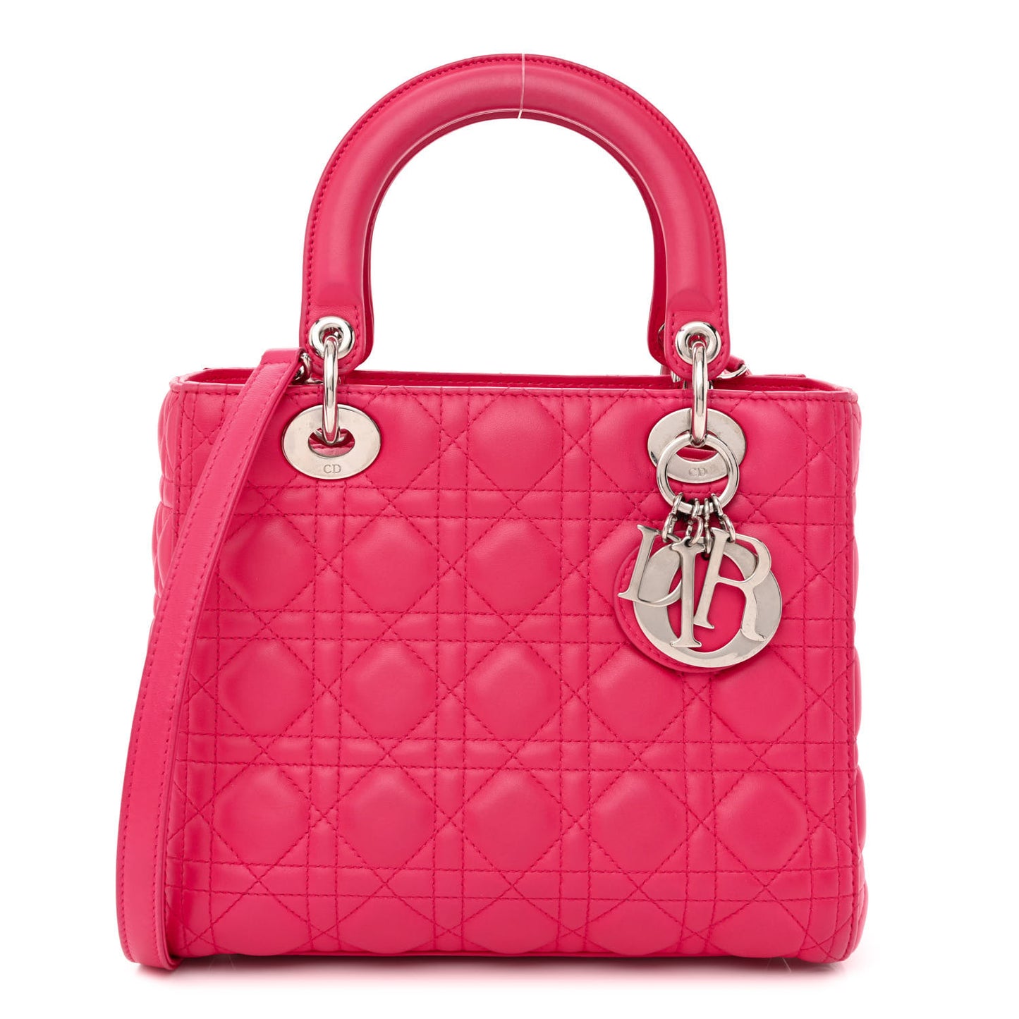 Lambskin Cannage Medium Lady Dior Fuchsia