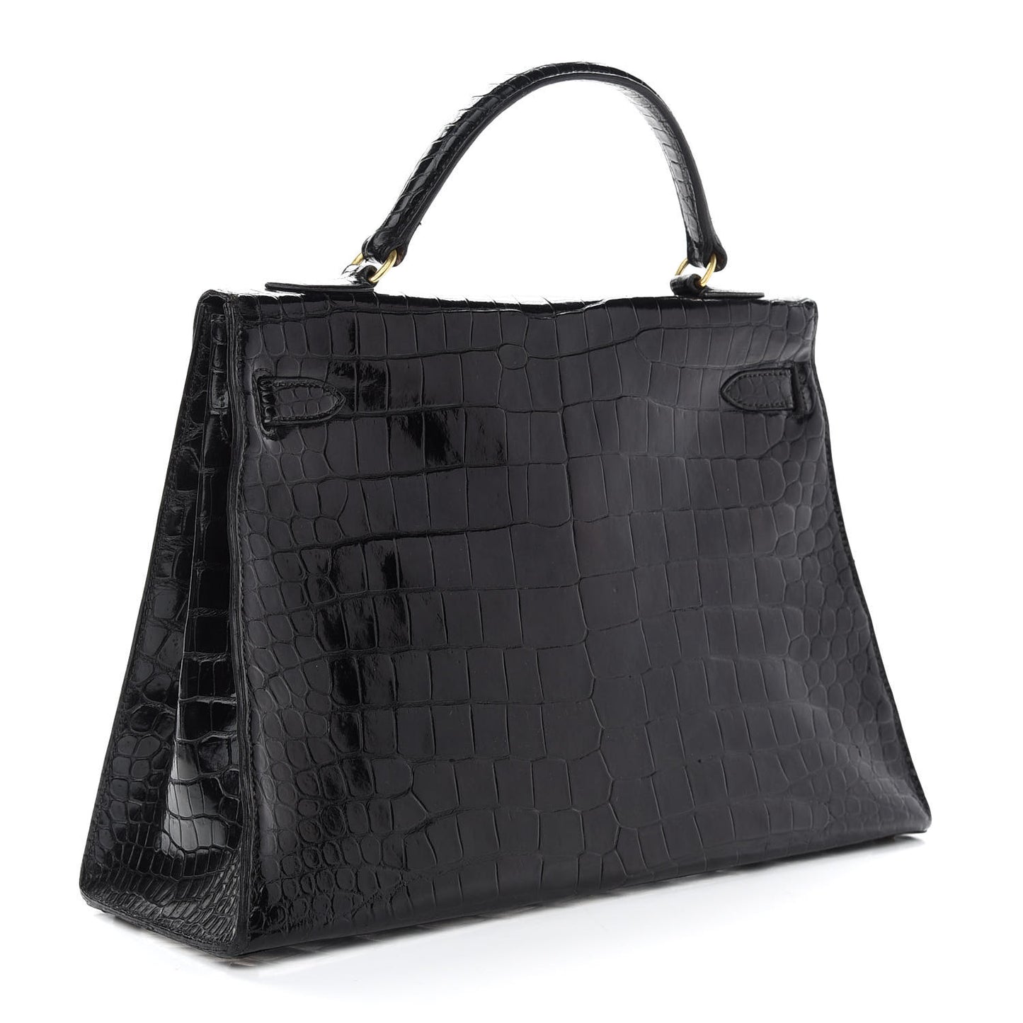 Shiny Porosus Crocodile Kelly Sellier 32 Black