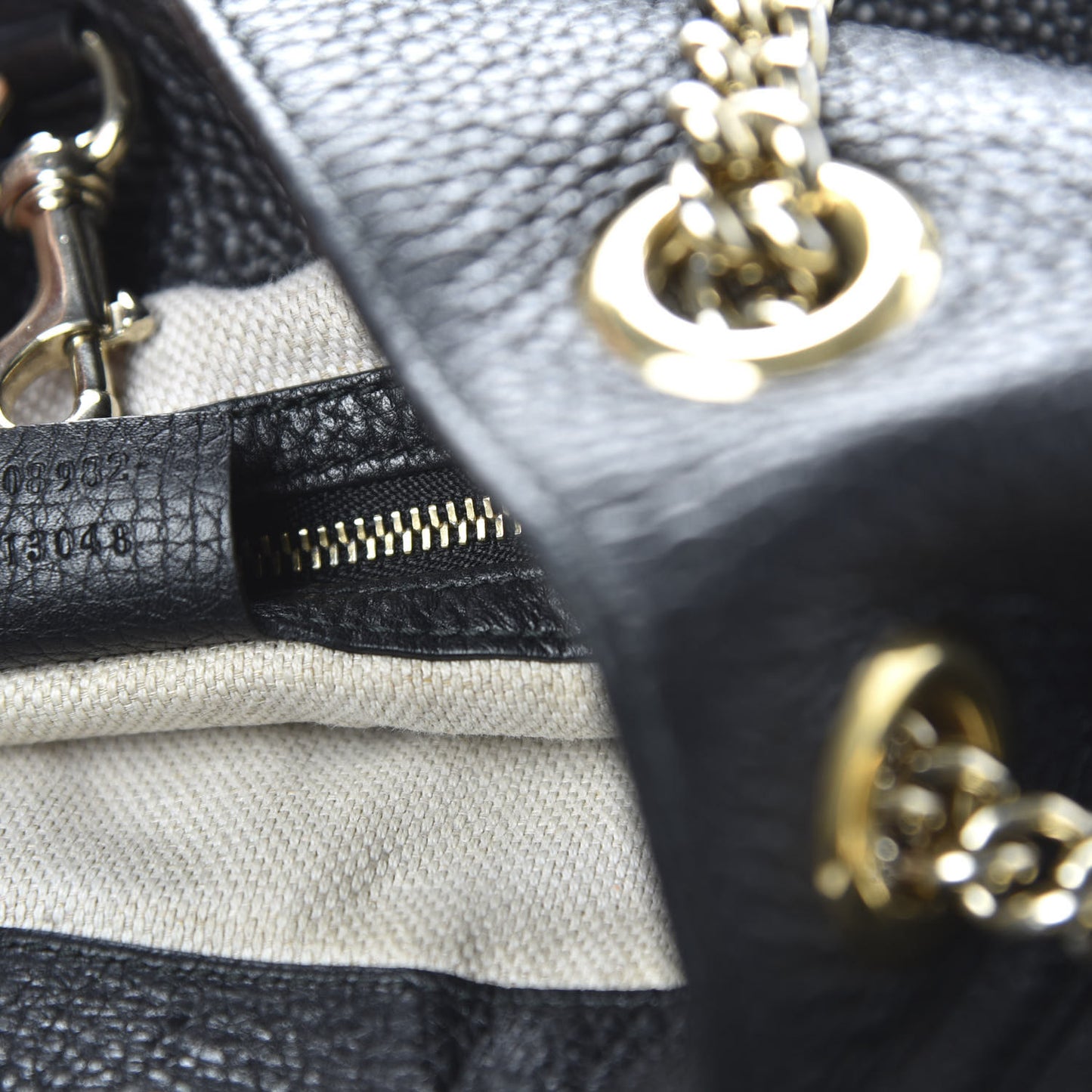Pebbled Calfskin Medium Soho Chain Shoulder Bag Black