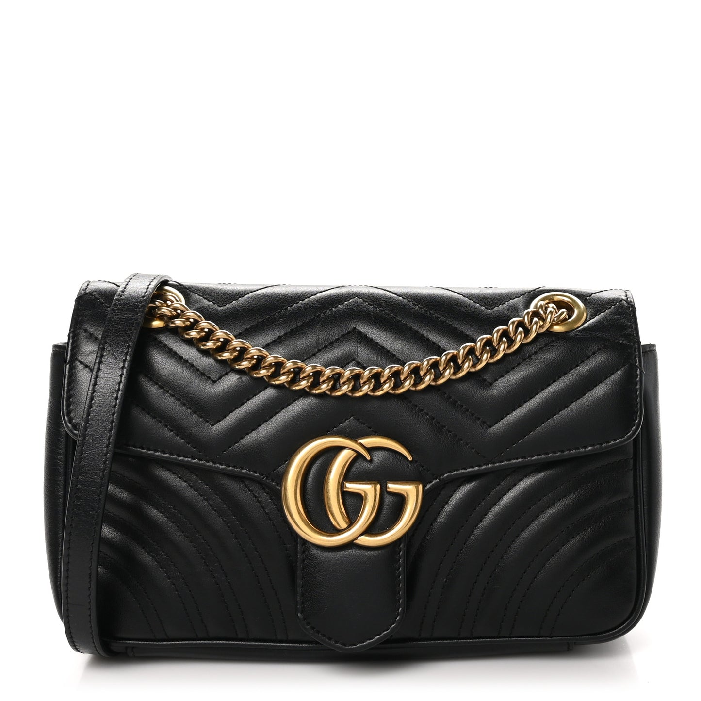 Calfskin Matelasse Small GG Marmont Shoulder Bag Black