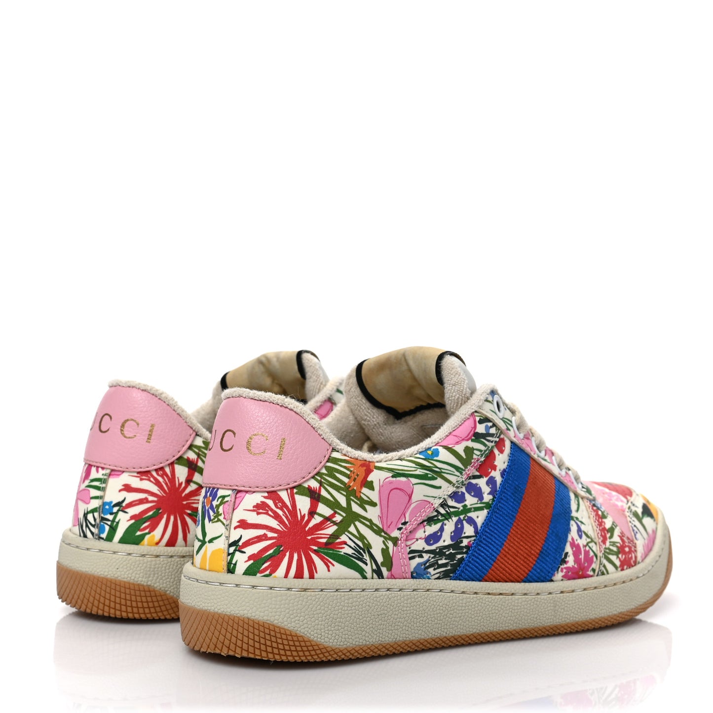 X KEN SCOTT Calfskin Floral Womens Screener Sneakers 35 Ivory Pink Mystic White