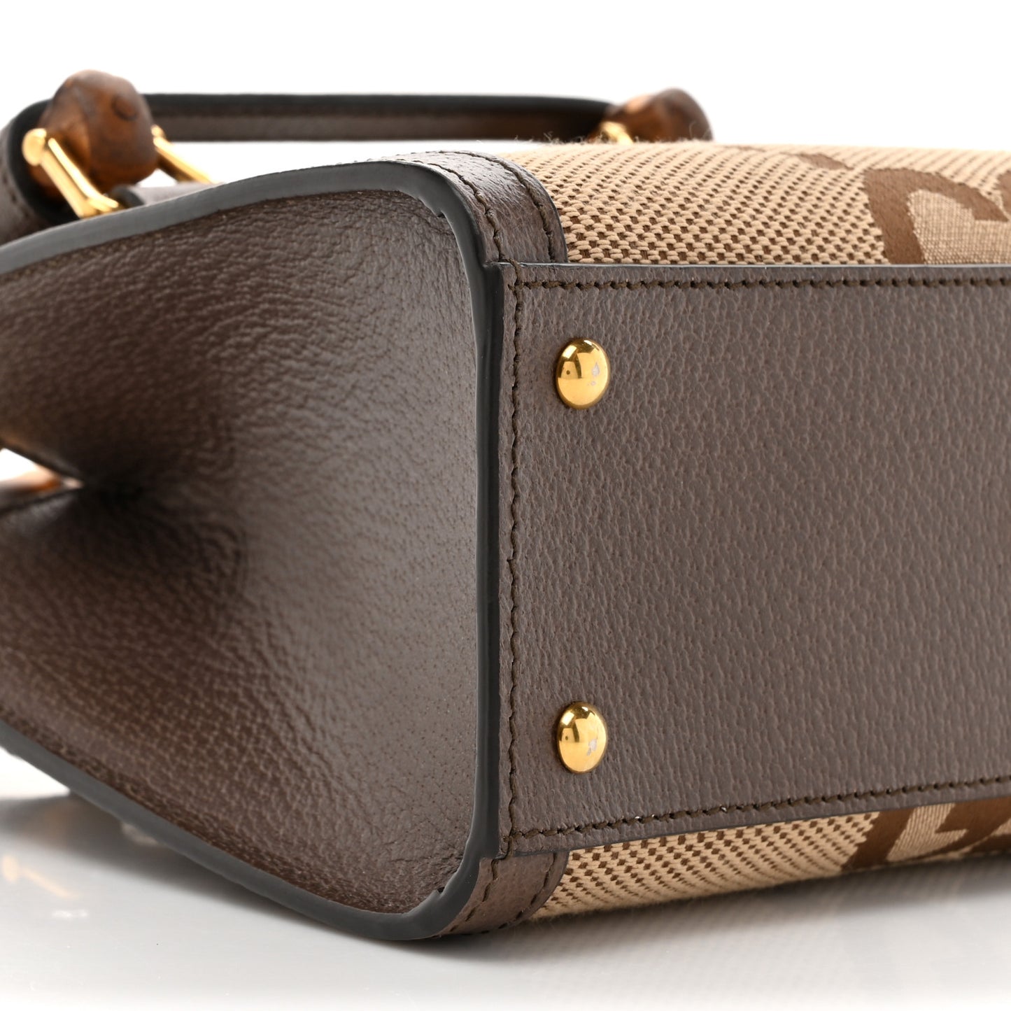 Monogram Jumbo GG Textured Dollar Calfskin Mini Diana Tote Bag Camel Ebony New Acero