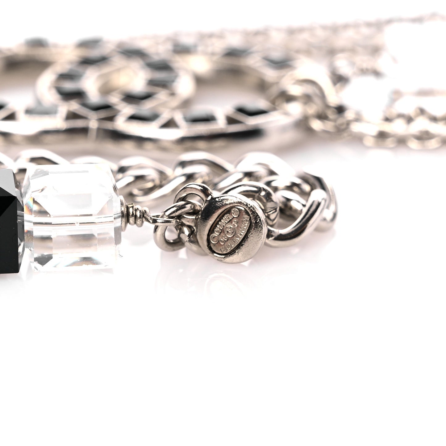 Baguette Crystal CC Belt Silver Black