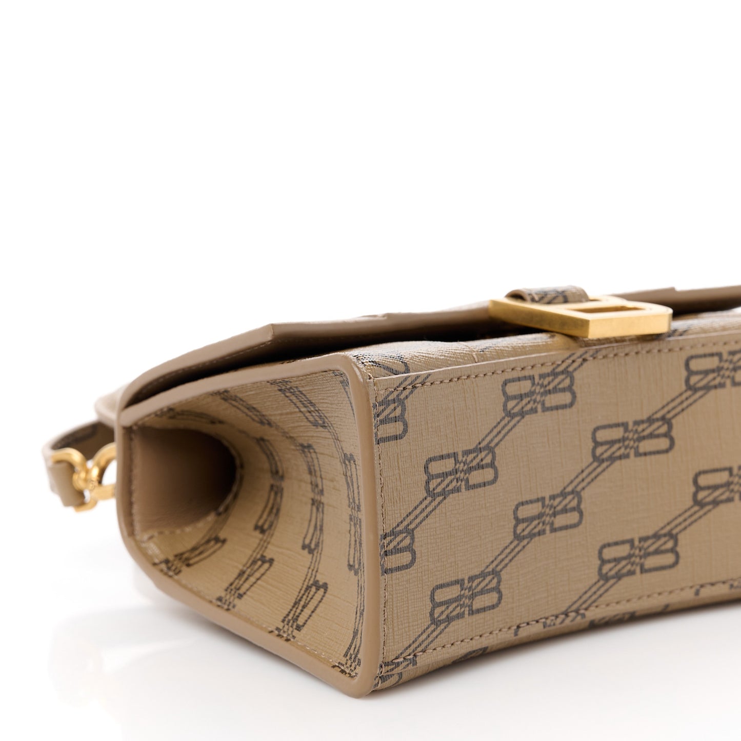 Coated Canvas BB Monogram Hourglass Top Handle Bag XS Beige Brown