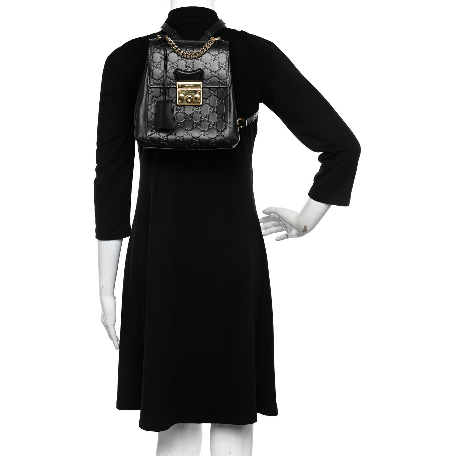 Gucci Guccissima Signature Padlock Backpack Black 2 of 9