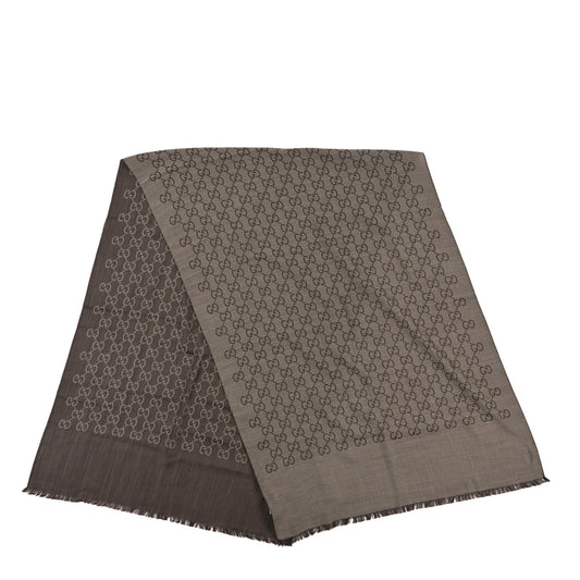 Wool Silk GG Monogram GGNat Scarf Rope Dark Brown