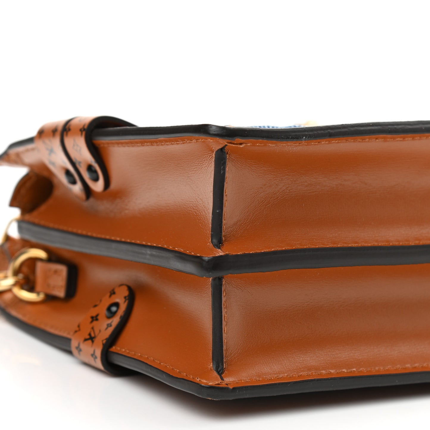 Denim Calfskin Malletage Trunk Clutch Light Blue