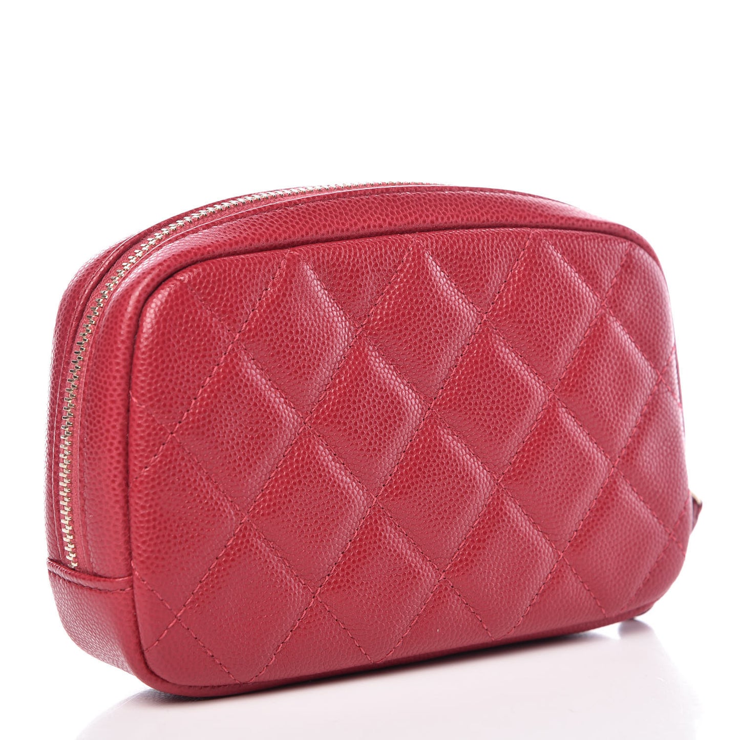Caviar Quilted Small Curvy Pouch Cosmetic Case Dark Pink