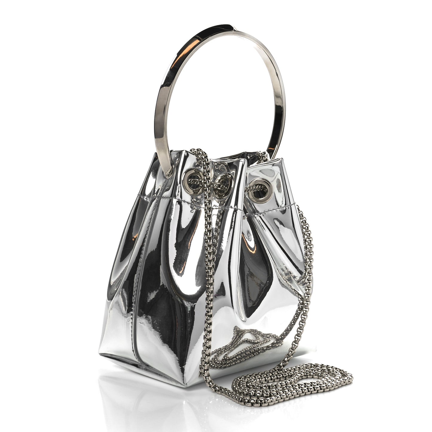 Metallic Patent Bon Bon Bag Silver