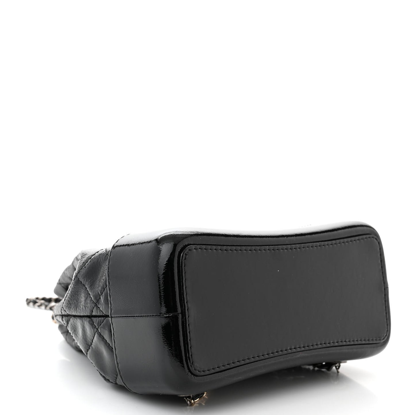 Patent Goatskin Quilted Small Gabrielle Backpack Black