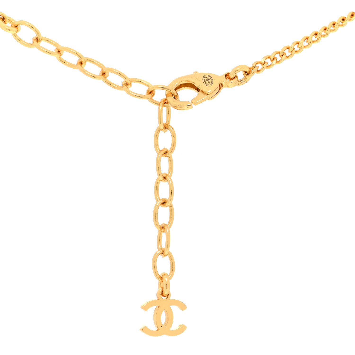 Chanel Metal Crystal Charm Necklace Purple Gold 5 of 5