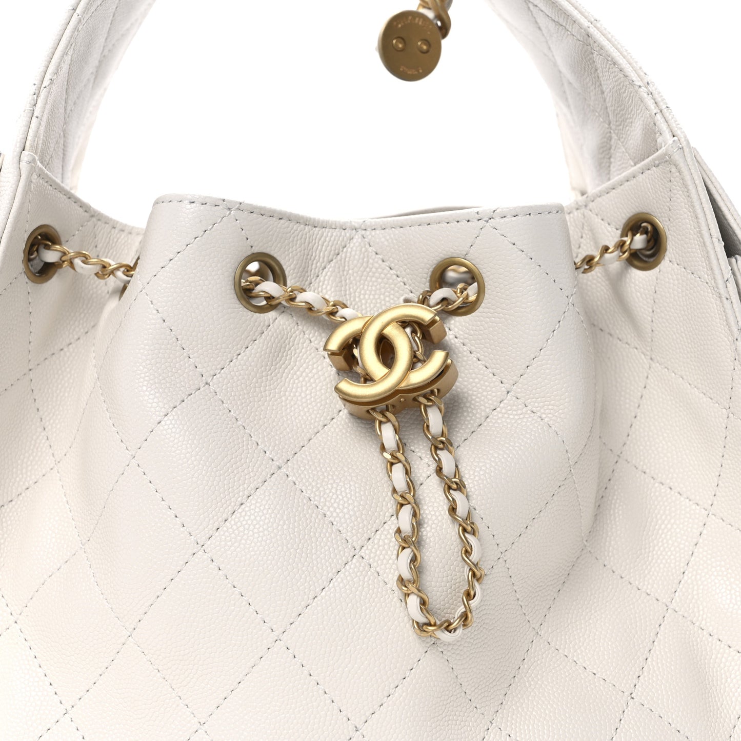 Caviar Quilted Small Chanel 25 Handbag White