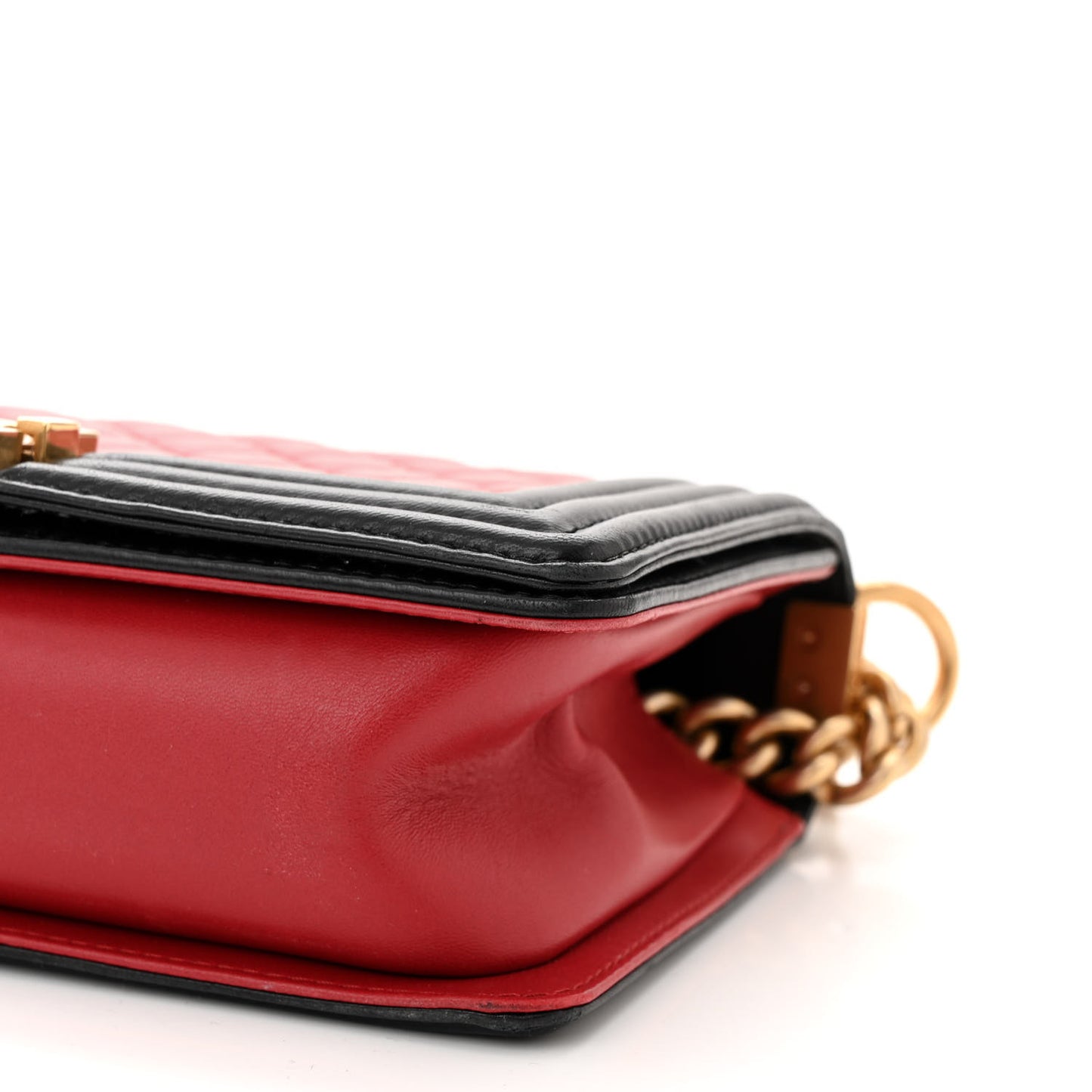 Lambskin Quilted Medium Boy Flap Dark Red Black