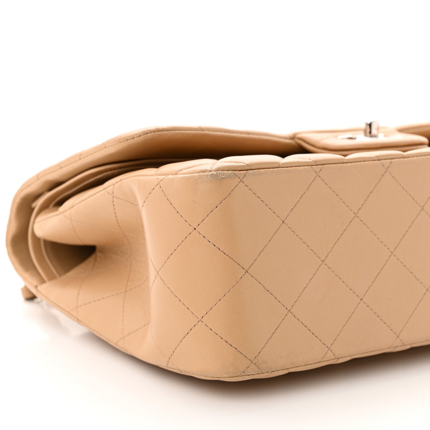 Lambskin Quilted Jumbo Double Flap Beige Clair