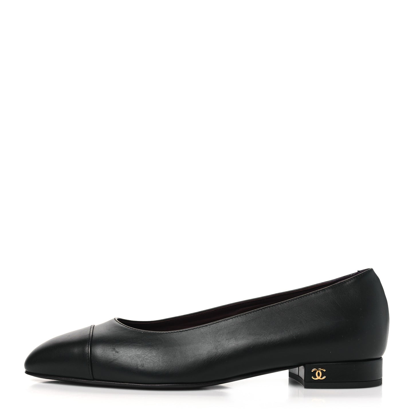 Lambskin Cap Toe CC Uniform Ballerina Flats 39 Black