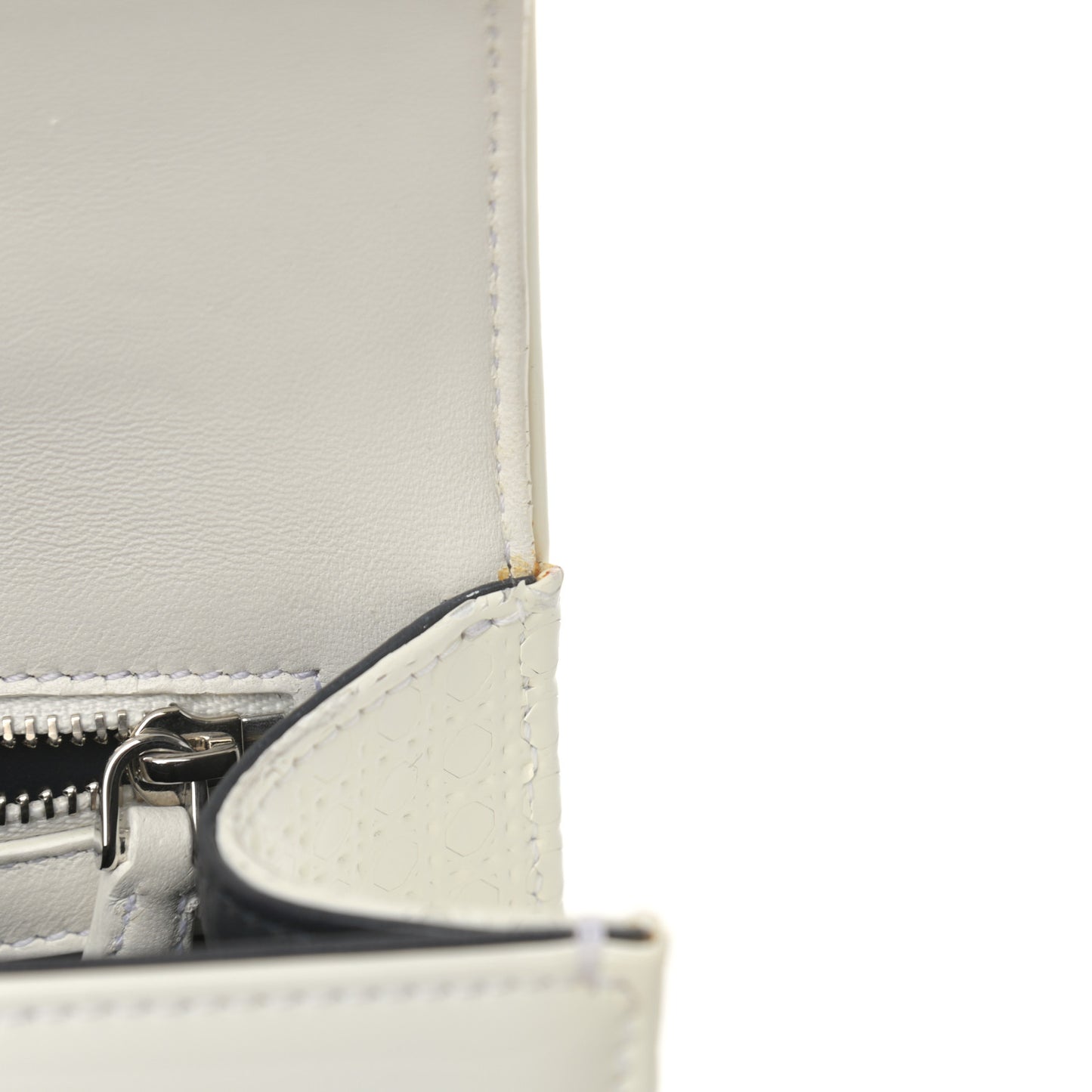 Patent Micro-Cannage Small Diorama Flap Bag White