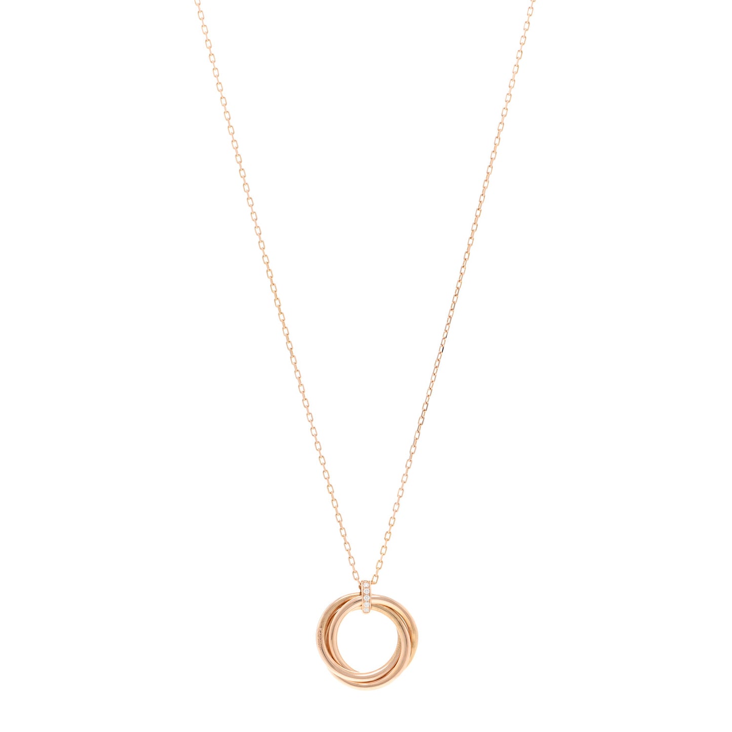 18K Pink Gold Diamond Trinity Pendant Necklace