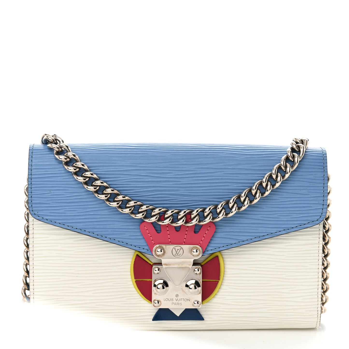 Epi Tribal Mask Chain Wallet Blue White