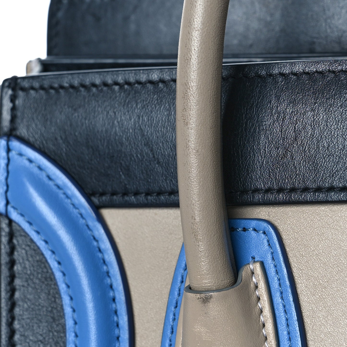 Shiny Smooth Calfskin Tri-color Nano Luggage Quartz