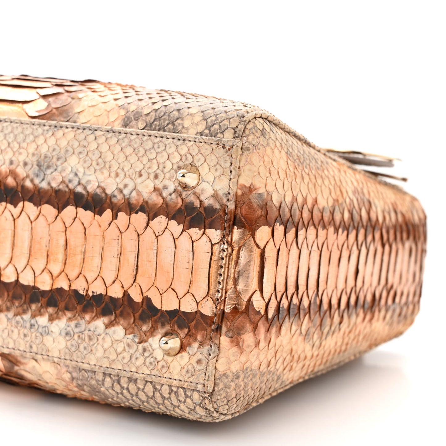 Metallic Snakeskin Medium Lady Dior Beige Gold
