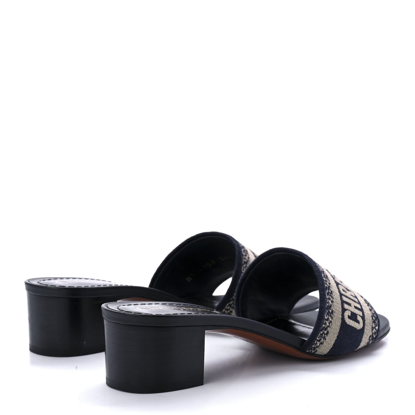 Cotton Embroidered Dway 40mm Slide Sandals 35.5 Deep Blue
