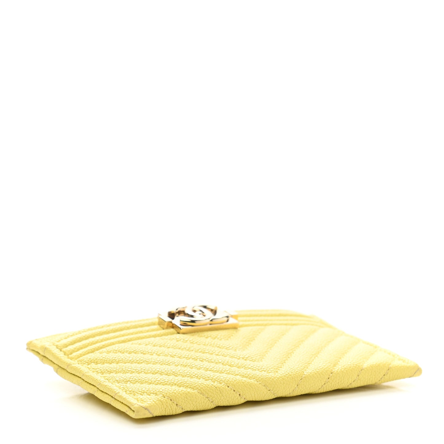 Caviar Chevron Quilted Boy Card Holder Yellow